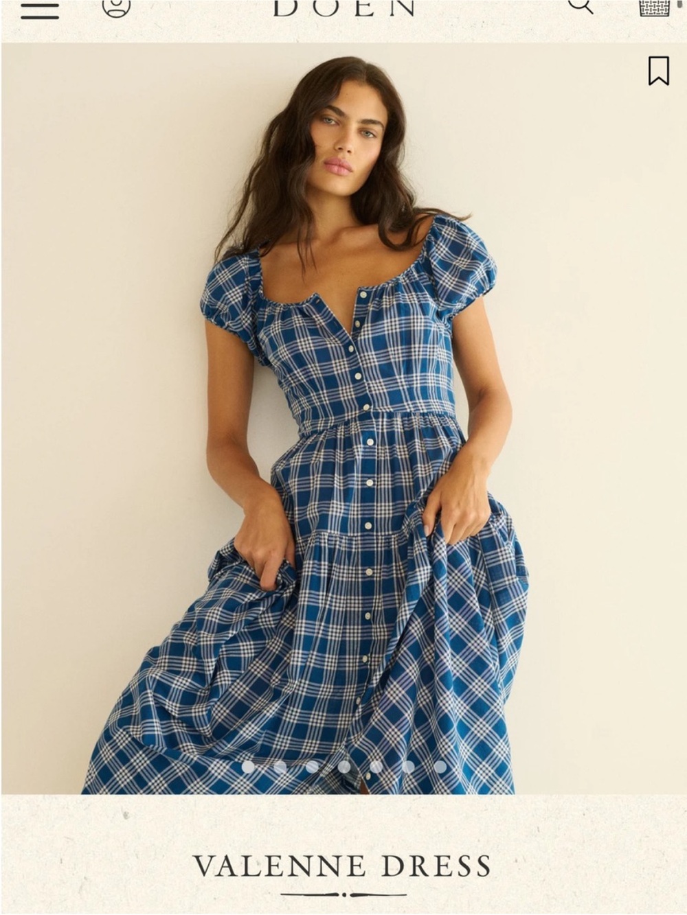 Doen Blue Plaid Valenne Button-Front Dress